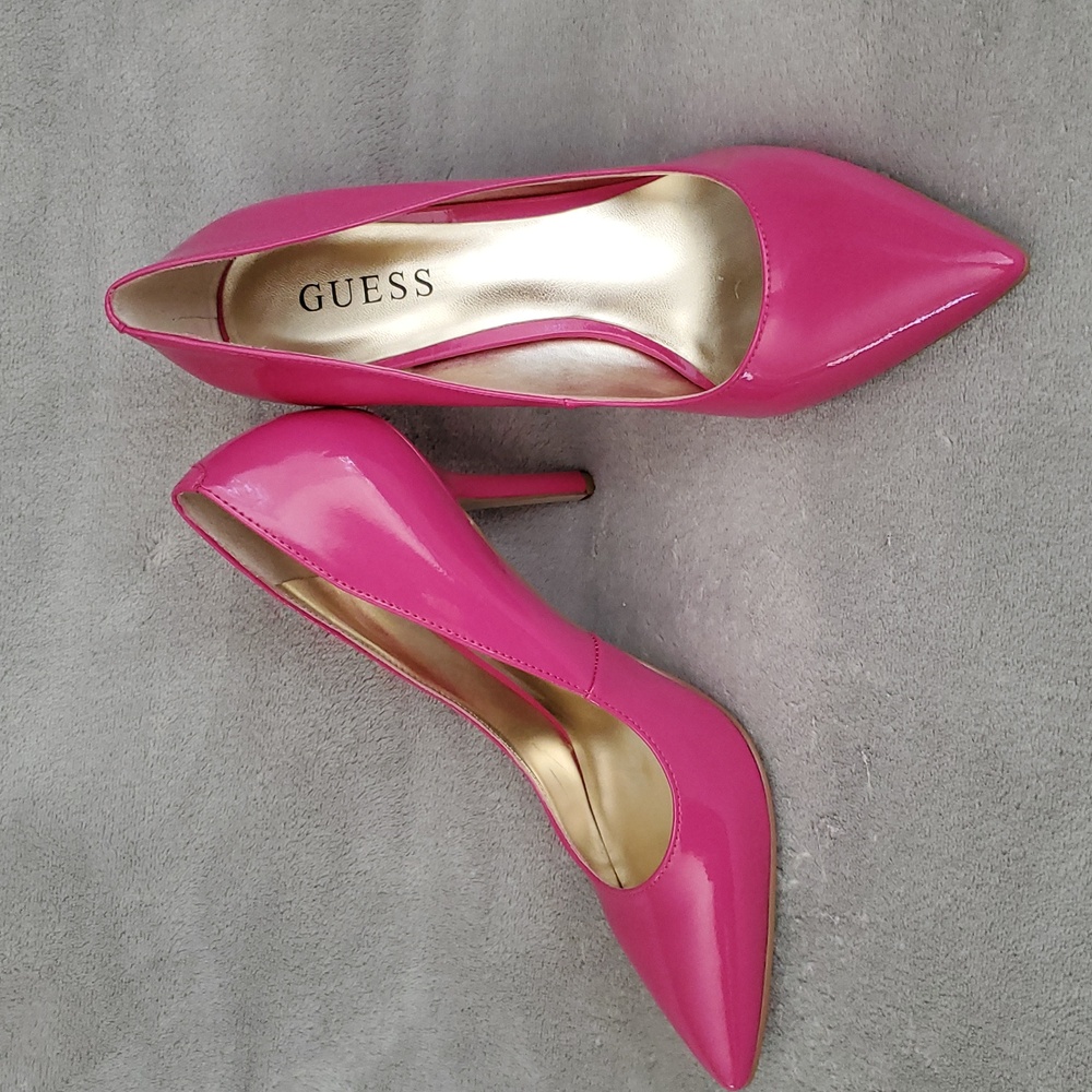 🆕️ GUESS Fuchsia Patent Faux Leather Stiletto Heel Pumps WOMENS SIZE: 6½M